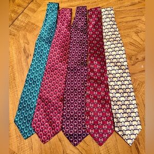 Bundle of Five Etienne Aigner Silk Tie – Classic Logo / Equestrian Pattern